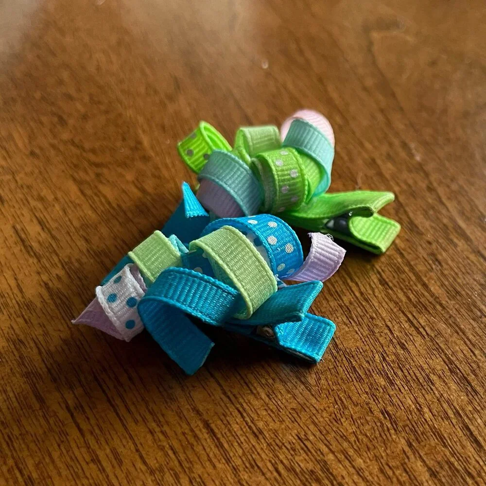 Curly ribbon hair clips *Free in bundle*